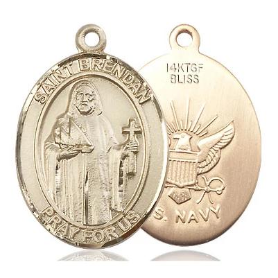 St. Brendan Navy Medal - 14K Gold Filled - 1 Inch Tall x 3/4 Inch Wide