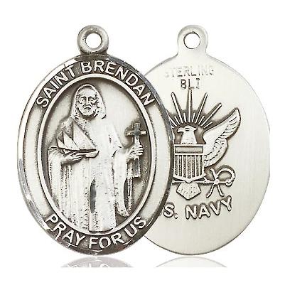 St. Brendan Navy Medal - Pewter - 3/4 Inch Tall x 1/2 Inch Wide