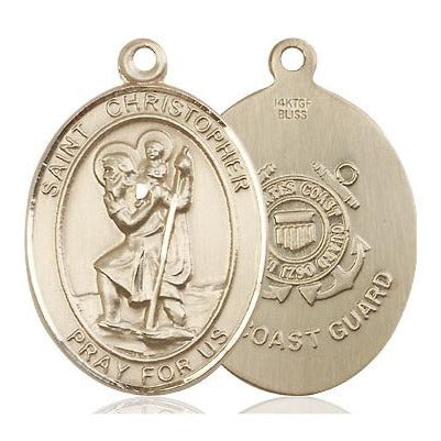 St. Christopher Coast Guard Medal - 14K Gold Filled - 1 Inch Tall x 3/4 Inch Wide