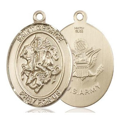 St. George Army Medal Necklace - 14K Gold Filled - 1 Inch Tall x 3/4 Inch Wide with 18" Chain