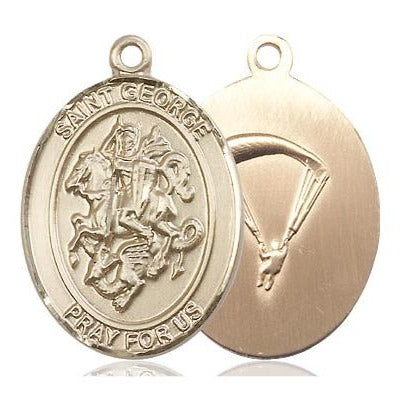 St George Paratrooper Medal Necklace - 14K Gold Filled - 1 Inch Tall x 3/4 Inch Wide with 24" Chain