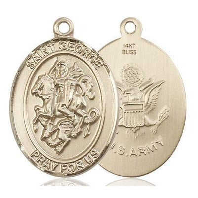 St. George Army Medal - 14K Gold - 1 Inch Tall x 3/4 Inch Wide