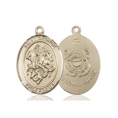 St. George Coast Guard Medal - 14K Gold - 1 Inch Tall x 3/4 Inch Wide
