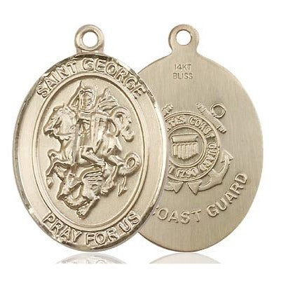 St. George Coast Guard Medal - 14K Gold - 1 Inch Tall x 3/4 Inch Wide