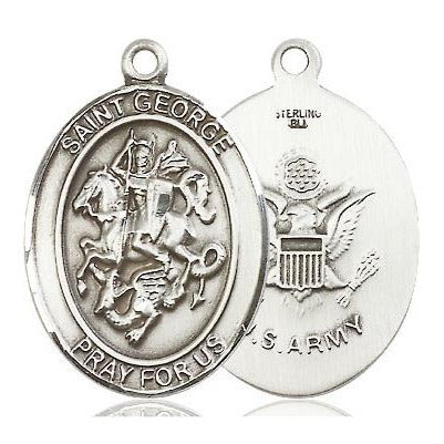 St. George Army Medal - Sterling Silver - 3/4 Inch Tall x 1/2 Inch Wide