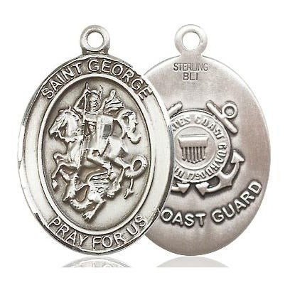 St. George Coast Guard Medal - Sterling Silver - 1 Inch Tall x 3/4 Inch Wide