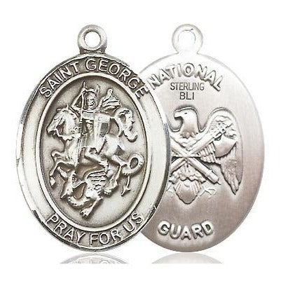 St. George National Guard Medal - Sterling Silver - 1 Inch Tall x 3/4 Inch Wide