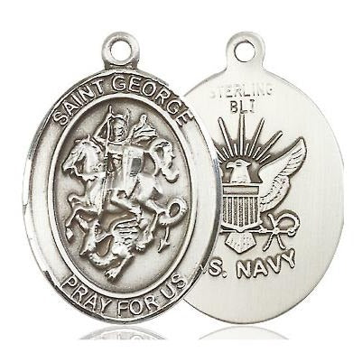 St. George Navy Medal - Sterling Silver - 3/4 Inch Tall x 1/2 Inch Wide
