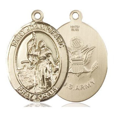 St. Joan of Arc Army Medal - 14K Gold Filled - 1 Inch Tall x 3/4 Inch Wide