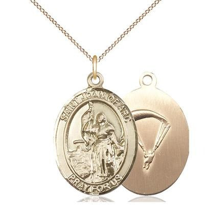 St. Joan of Arc Paratrooper Medal Necklace - 14K Gold Filled - 1 Inch Tall x 3/4 Inch Wide with 18" Chain