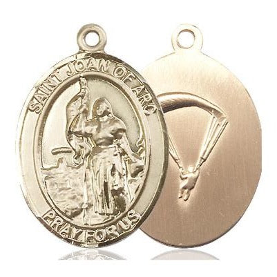 St. Joan of Arc Paratrooper Medal Necklace - 14K Gold Filled - 1 Inch Tall x 3/4 Inch Wide with 24" Chain