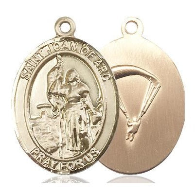 St. Joan of Arc Paratrooper Medal Necklace - 14K Gold - 1 Inch Tall x 3/4 Inch Wide with 24" Chain