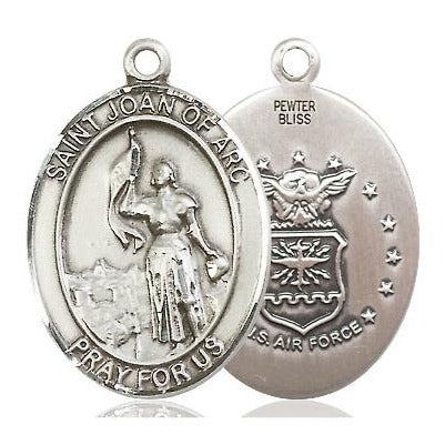 St. Joan of Arc Air Force Medal - Pewter - 1 Inch Tall x 3/4 Inch Wide