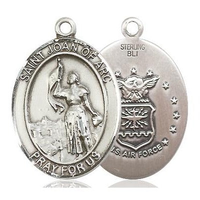 St. Joan of Arc Air Force Medal - Sterling Silver - 1 Inch Tall x 3/4 Inch Wide