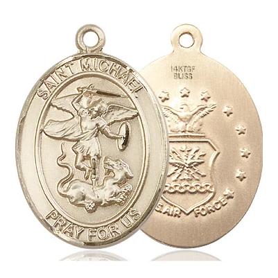 St. Michael Air Force Medal Necklace - 14K Gold Filled - 1 Inch Tall x 3/4 Inch Wide with 24" Chain