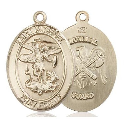 St. Michael National Guard Medal - 14K Gold Filled - 1 Inch Tall x 3/4 Inch Wide