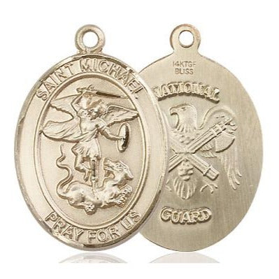 St. Michael National Guard Medal Necklace - 14K Gold Filled - 1 Inch Tall x 3/4 Inch Wide with 18" Chain