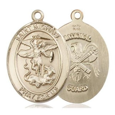 St. Michael National Guard Medal - 14K Gold - 1 Inch Tall x 3/4 Inch Wide