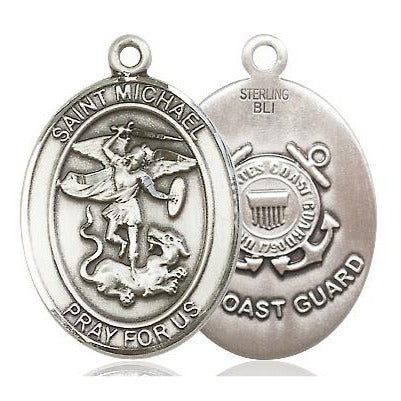 St. Michael Coast Guard Medal - Sterling Silver - 1 Inch Tall x 3/4 Inch Wide