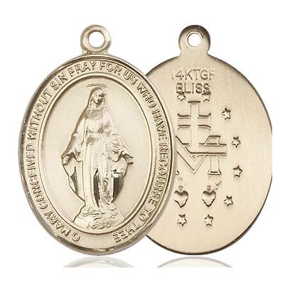 Miraculous Medal Necklace - 14K Gold Filled - 1 Inch Tall by 3/4 Inch Wide with 24" Chain