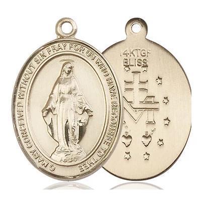 Miraculous Medal Necklace - 14K Gold Filled - 3/4 Inch Tall by 1/2 Inch Wide with 24" Chain
