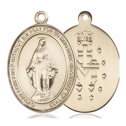 Miraculous Medal Necklace - 14K Gold Filled - 3/4 Inch Tall by 1/2 Inch Wide with 18" Chain