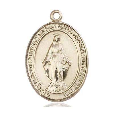 Miraculous Medal Necklace - 14K Gold - 1 Inch Tall by 3/4 Inch Wide with 18" Chain