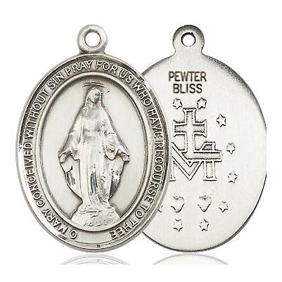 Miraculous Medal - Pewter - 1 Inch Tall by 3/4 Inch Wide