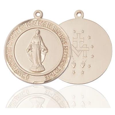 Miraculous Medal Necklace - 14K Gold Filled - 1 Inch Tall by 7/8 Inch Wide with 18" Chain