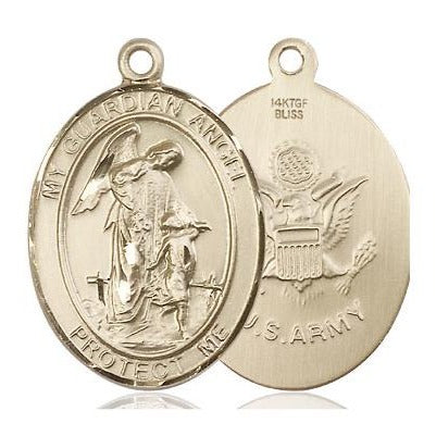 Guardian Angel Army Medal - 14K Gold Filled - 1 Inch Tall x 3/4 Inch Wide