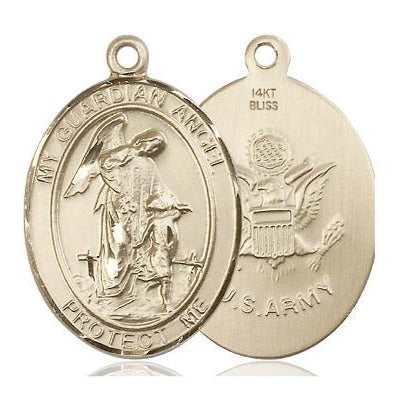 Guardian Angel Army Medal - 14K Gold - 3/4 Inch Tall x 1/2 Inch Wide