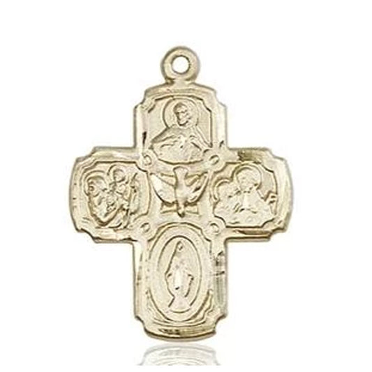 5 Way Medal - 14K Gold - 1 Inch Tall x 3/4 Inch Wide