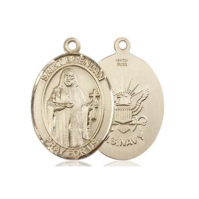 St. Brendan Navy Medal - 14K Gold Filled - 3/4 Inch Tall x 1/2 Inch Wide