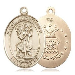 St. Christopher Air Force Medal - 14K Gold Filled - 3/4 Inch Tall x 1/2 Inch Wide