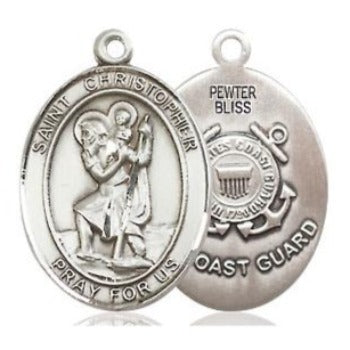 St. Christopher Coast Guard Medal - Pewter - 3/4 Inch Tall x 1/2 Inch Wide