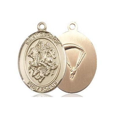 St. George Paratrooper Medal Necklace - 14K Gold Filled - 3/4 Inch Tall x 1/2 Inch Wide with 24" Chain