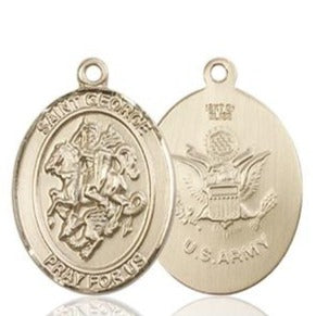 St. George Army Medal - 14K Gold - 3/4 Inch Tall x 1/2 Inch Wide