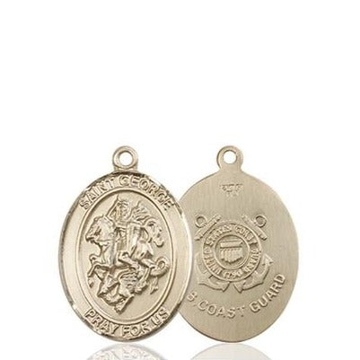 St. George Coast Guard Medal - 14K Gold - 3/4 Inch Tall x 1/2 Inch Wide