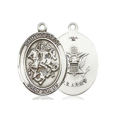St. George Army Medal Necklace - Sterling Silver - 3/4 Inch Tall x 1/2 Inch Wide with 18" Chain