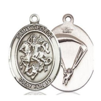 St. George Paratrooper Medal - Sterling Silver - 3/4 Inch Tall x 1/2 Inch Wide