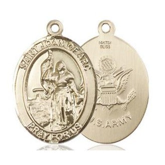 St. Joan of Arc Army Medal - 14K Gold Filled - 3/4 Inch Tall x 1/2 Inch Wide