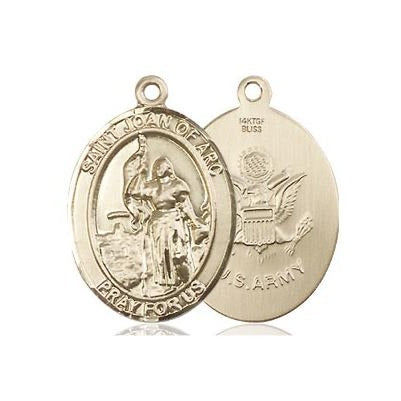 St. Joan of Arc Army Medal Necklace - 14K Gold Filled - 3/4 Inch Tall x 1/2 Inch Wide with 18" Chain