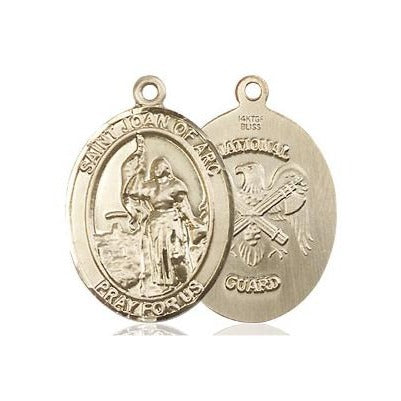 St. Joan of Arc National Guard Medal Necklace - 14K Gold Filled - 3/4 Inch Tall x 1/2 Inch Wide with 24" Chain