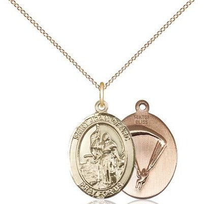St. Joan of Arc Paratrooper Medal Necklace - 14K Gold Filled - 3/4 Inch Tall x 1/2 Inch Wide with 18" Chain