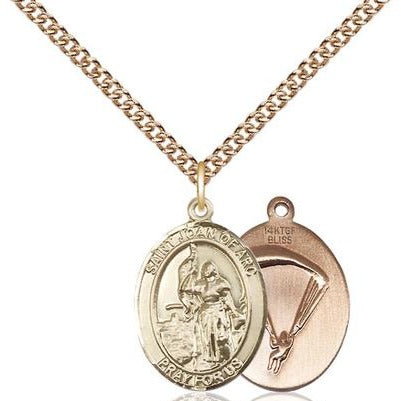 St. Joan of Arc Paratrooper Medal Necklace - 14K Gold Filled - 3/4 Inch Tall x 1/2 Inch Wide with 24" Chain