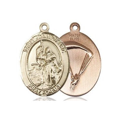 St. Joan of Arc Paratrooper Medal Necklace - 14K Gold Filled - 3/4 Inch Tall x 1/2 Inch Wide with 18" Chain