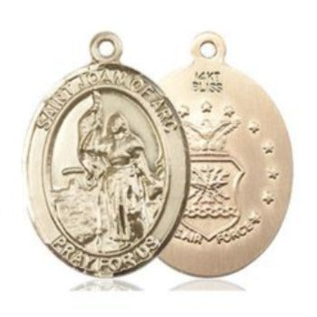 St. Joan of Arc Air Force Medal - 14K Gold - 3/4 Inch Tall x 1/2 Inch Wide