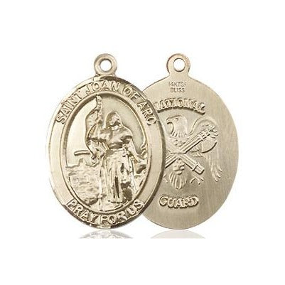 St. Joan of Arc National Guard Medal Necklace - 14K Gold - 3/4 Inch Tall x 1/2 Inch Wide with 24" Chain