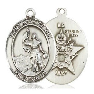 St. Joan of Arc Army Medal - Pewter - 3/4 Inch Tall x 1/2 Inch Wide