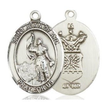St. Joan of Arc Air Force Medal - Sterling Silver - 3/4 Inch Tall x 1/2 Inch Wide